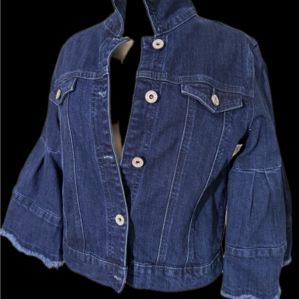 Umgee Dark Blue Denim Jacket with Flared Sleeves